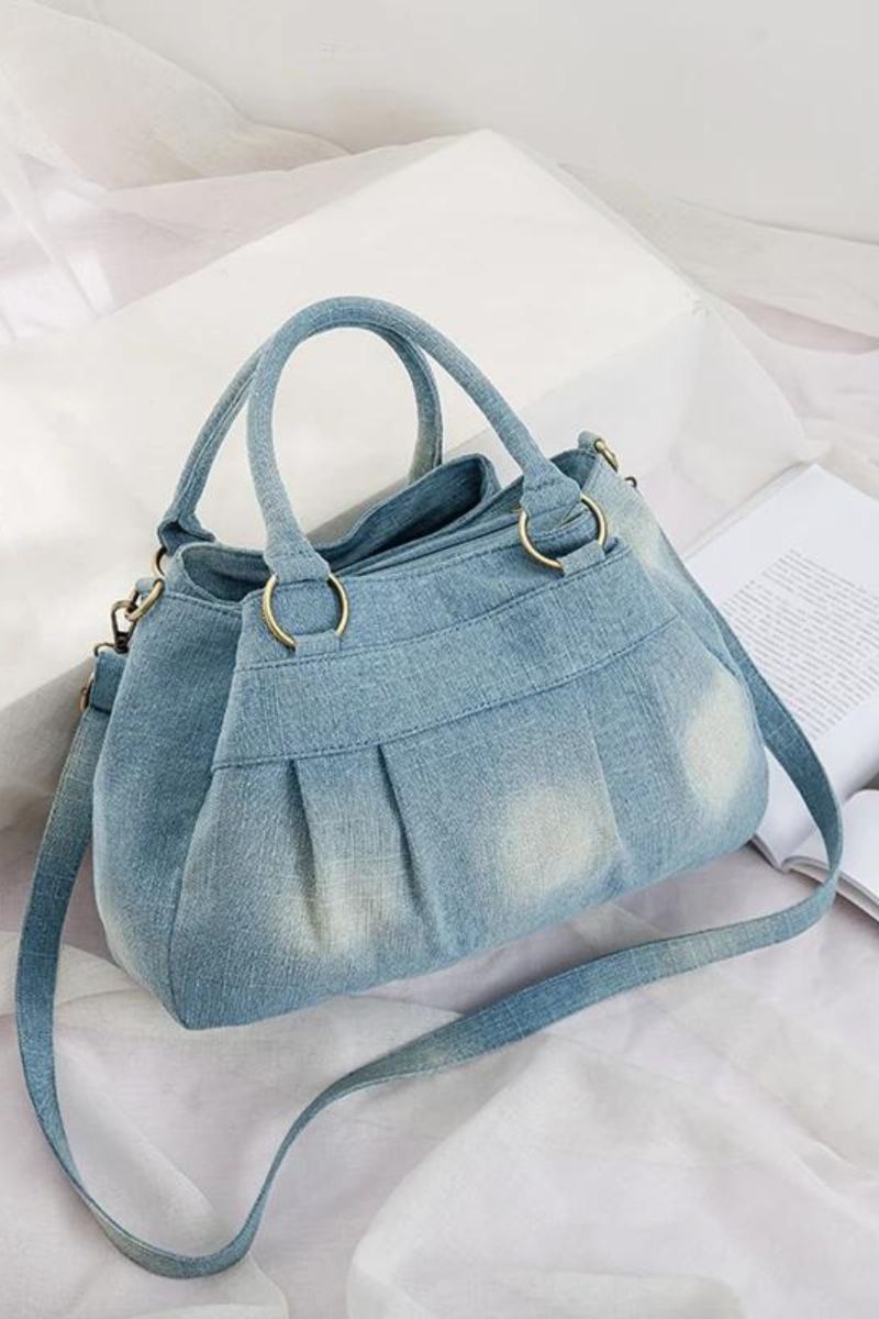 Annmouler – Sac À Bandoulière En Denim Pour Femmes Sacoche De Grande Capacité Avec Sac En Jean Détachable