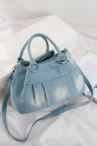 Annmouler – Sac À Bandoulière En Denim Pour Femmes Sacoche De Grande Capacité Avec Sac En Jean Détachable