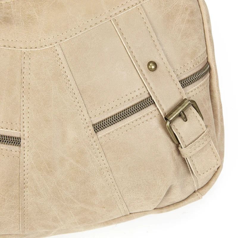 Sac À Bandoulière En Cuir Pour Femmes Sac À Main Avec Poches Fourre-tout - Beige