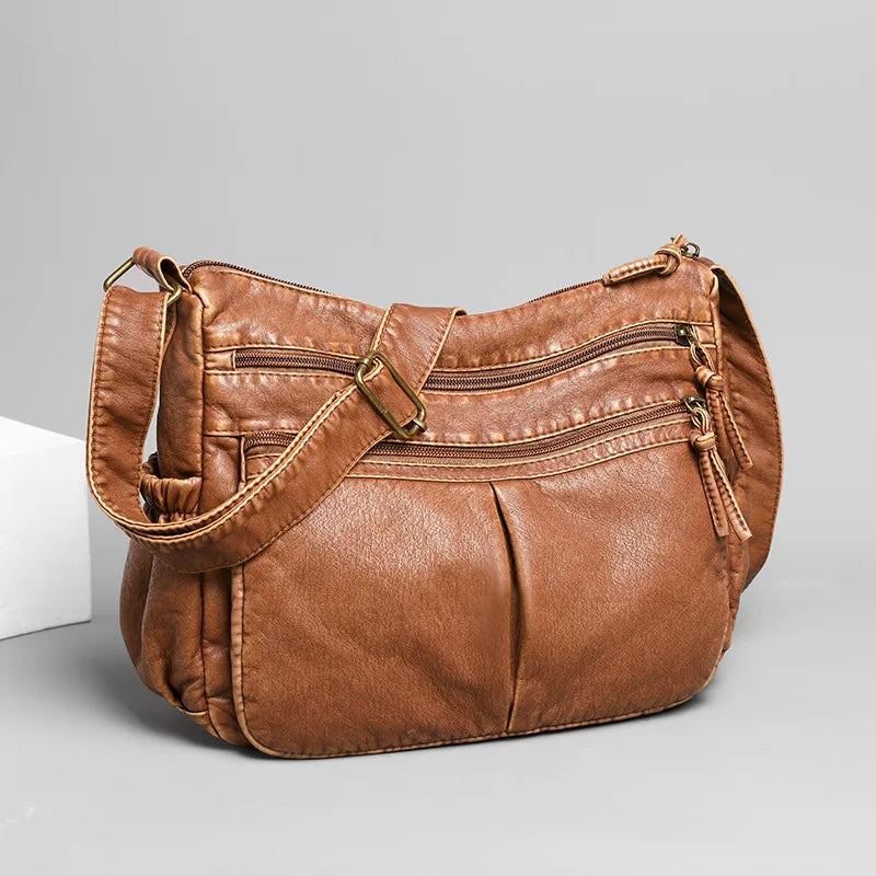 Sac À Bandoulière En Cuir Pour Femmes Sacs Souples - Marron