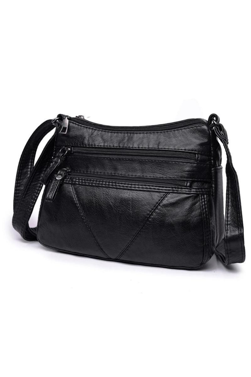 Sac À Bandoulière En Cuir Souple Pour Femmes Sac À En Lavé Noir Sac À Main Dames Petit Sac