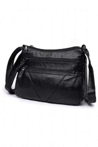 Sac À Bandoulière En Cuir Souple Pour Femmes Sac À En Lavé Noir Sac À Main Dames Petit Sac