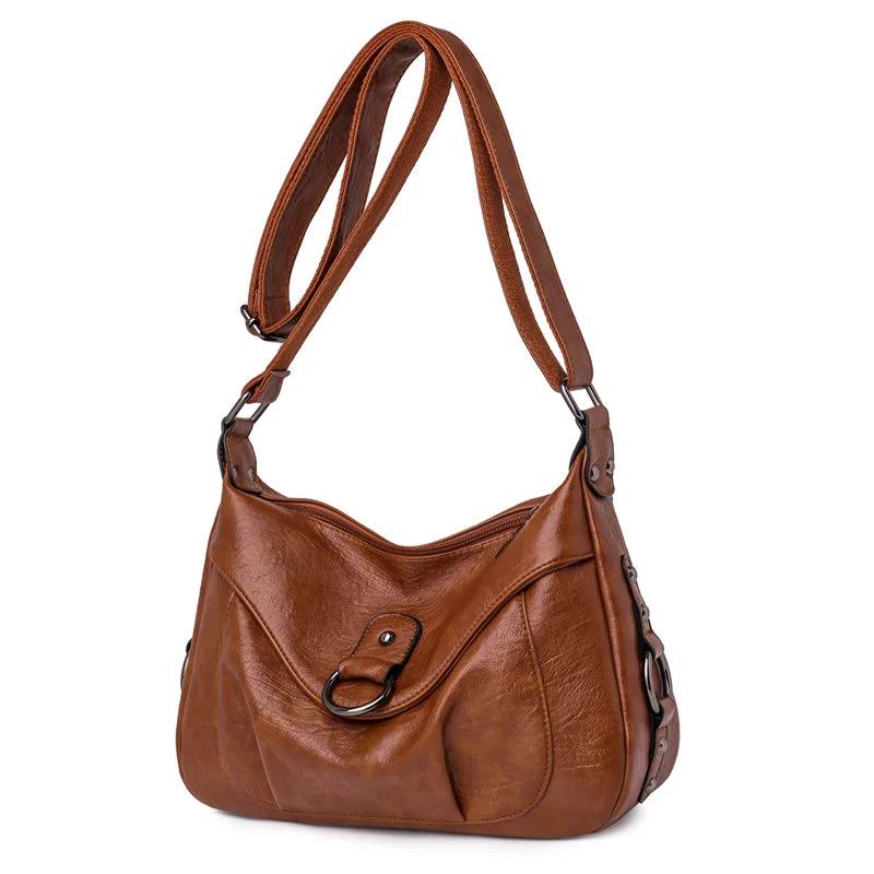 Sac À Bandoulière Vintage Pour Femmes Sacoche En Cuir Sac À Main Dames - Marron