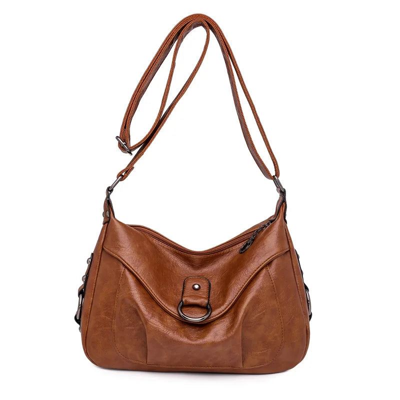 Sac À Bandoulière Vintage Pour Femmes Sacoche En Cuir Sac À Main Dames - Marron