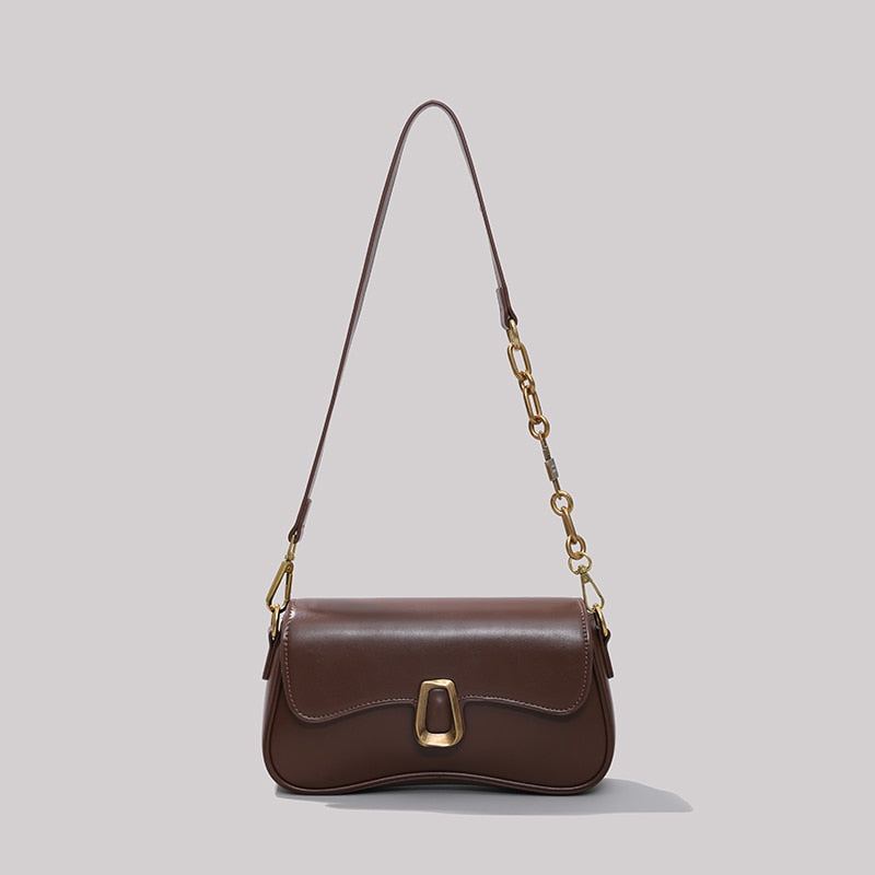 Sac Carré En Cuir Vintage Français Pour Femmes - Marron