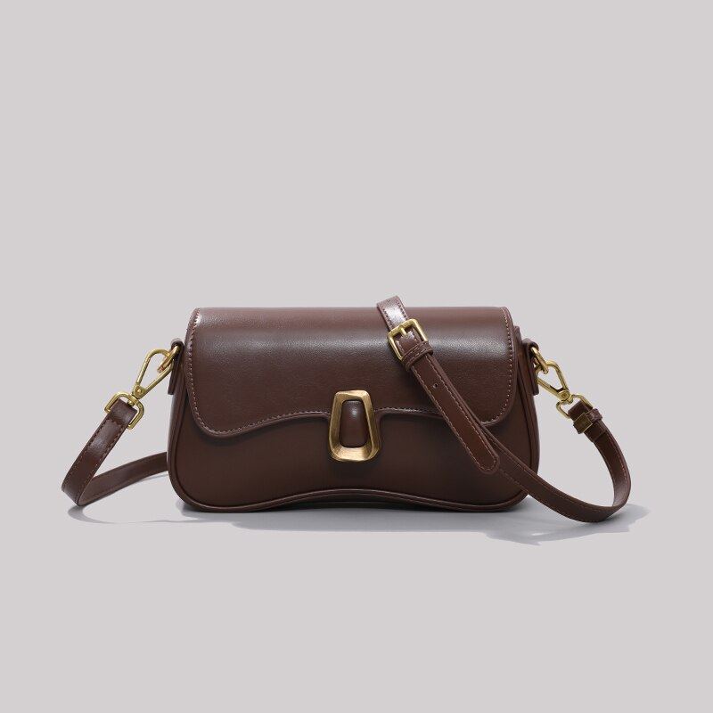 Sac Carré En Cuir Vintage Français Pour Femmes - Marron