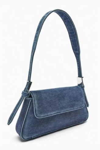 Sac Femme Été Centaines Rabat Bleu Denim Sac Banlieue Simple Épaule Aisselle Sac