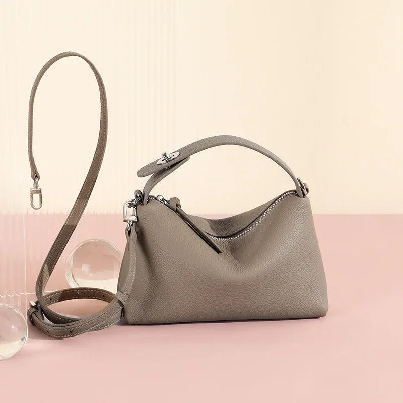 Sac Fourre-tout En Cuir Pur Et Doux Sac À Bandoulière De Luxe Pour Femme - Gris