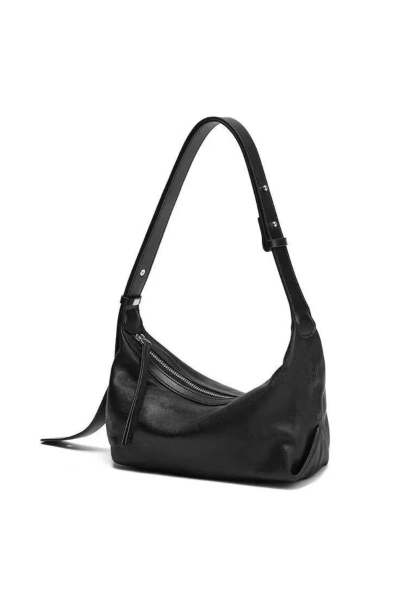 Sac Hobo Chic Argent Noir En Cuir Pour Femmes Sac À Main De Luxe Dames Sac À Bandoulière