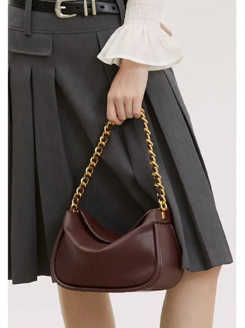 Sac À Main Simple Et Unique En Cuir Véritable Pour Femmes Fourre-tout À Bandoulière - Noir