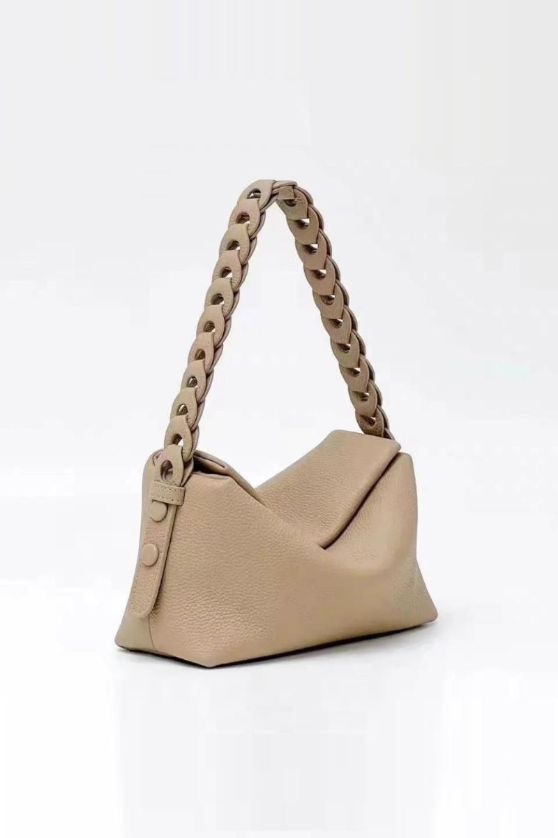 Sac À Main En Tricot Avec Sangle Tissée Sac À Bandoulière Simple Beige En Cuir Souple De Première Couche Pour Femmes