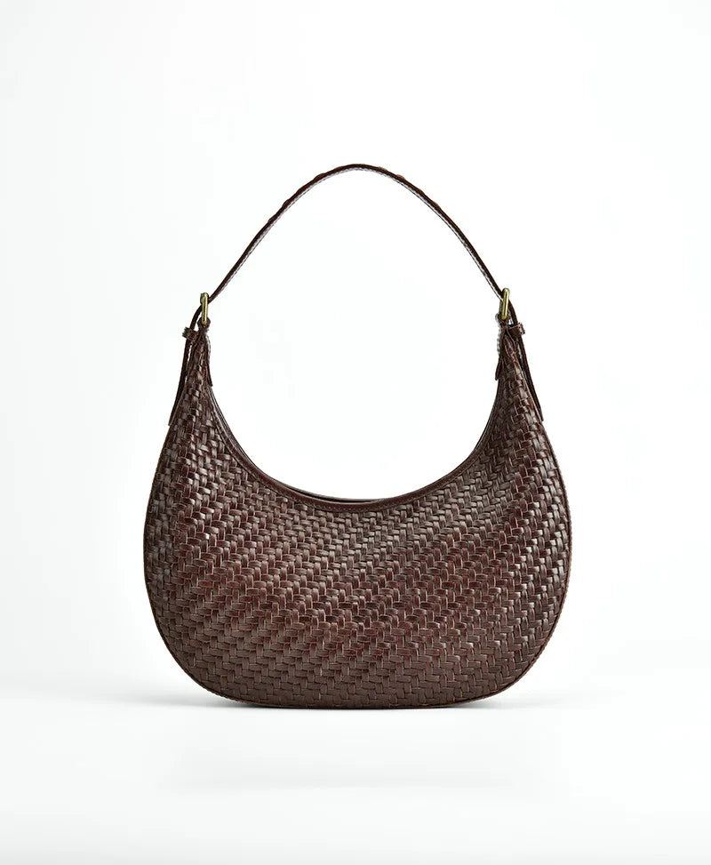 Sac Sous Les Bras Rétro En Cuir Pour Femme Sac À Main Pur - Brun