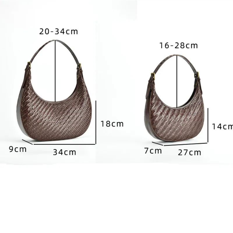 Sac Sous Les Bras Rétro En Cuir Pour Femme Sac À Main Pur - Brun