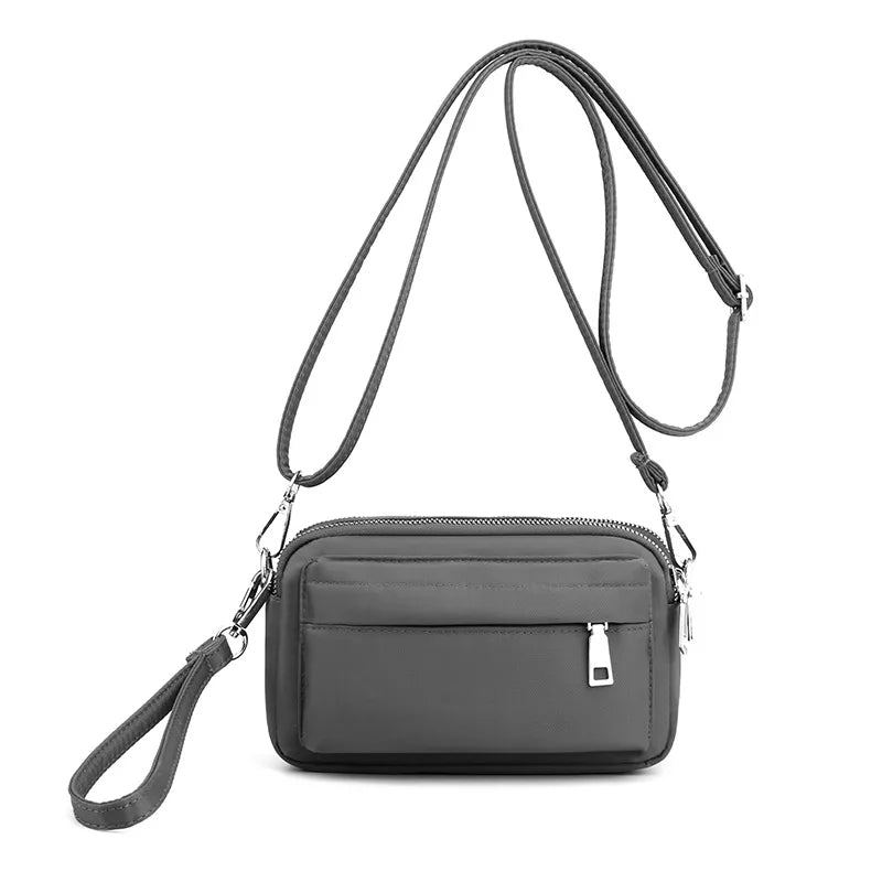 Sac De Téléphone Portable Décontracté Pochette En Nylon Légère Pour Voyage En Plein Air Sacs À Bandoulière Solides Sacoche Femmes - Noir