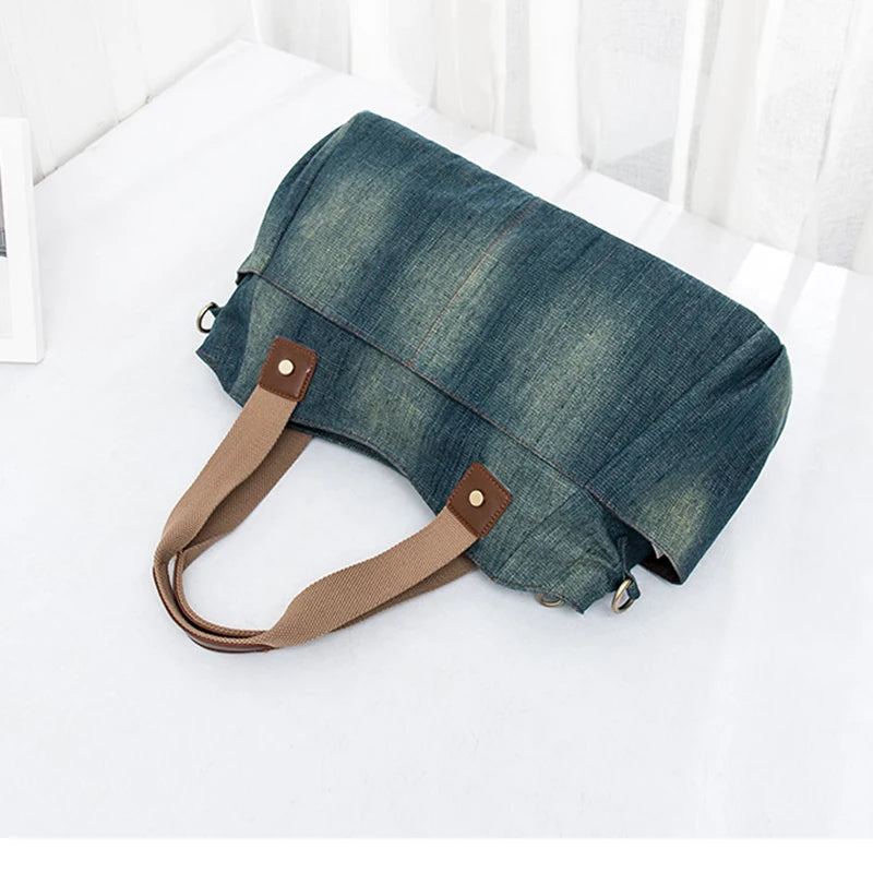 Sacs De Luxe Pour Femmes Sac À Main De Grande Capacité Fourre-tout En Denim Sac À Bandoulière - Bleu