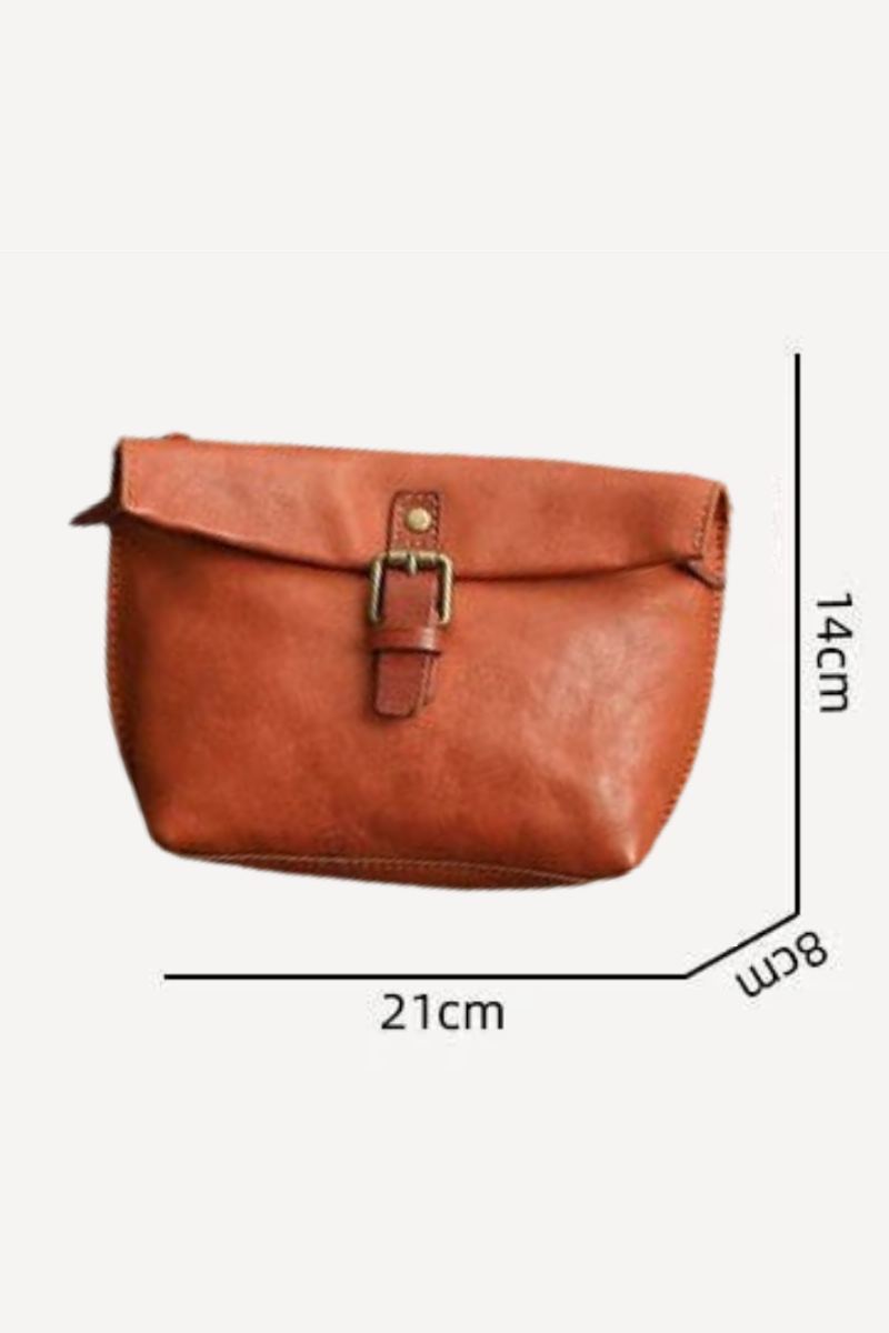 Sacs Vintage En Cuir Véritable Pour Femmes Sac À Bandoulière Filles Sac À En Souple - Marron Foncé