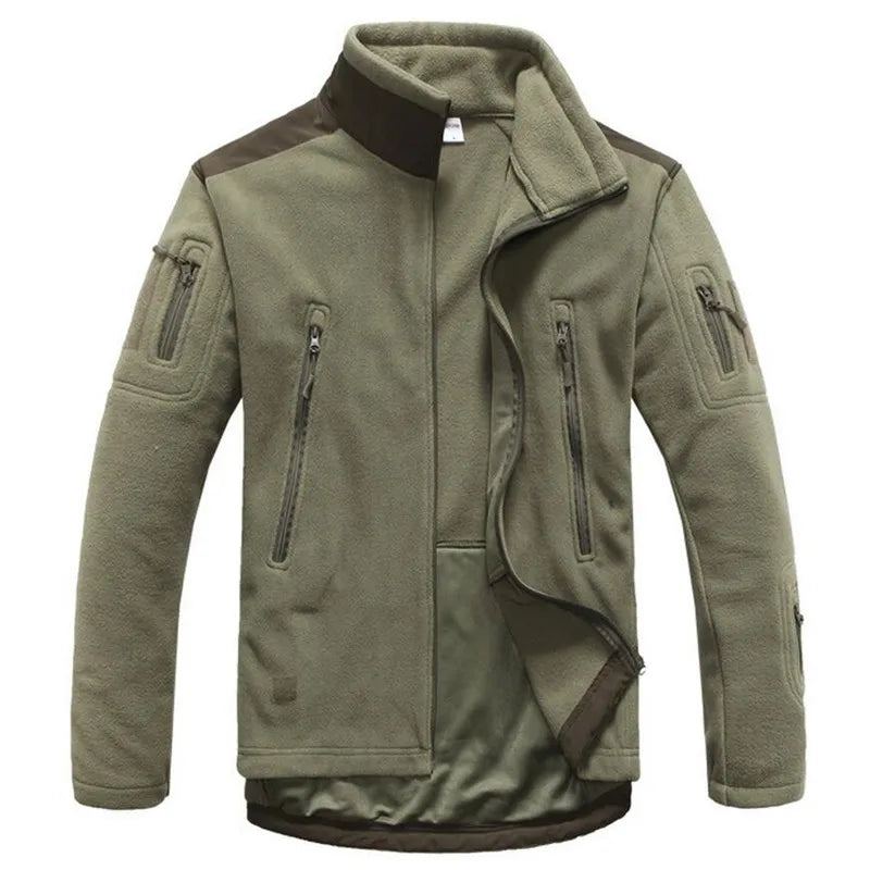 Armée Militaire Tactique Polaire Veste Hommes Chaud Vêtements D'hiver Plusieurs Poches D'extérieur Décontracté Thermique Coupe-vent Manteau Vestes - Noir