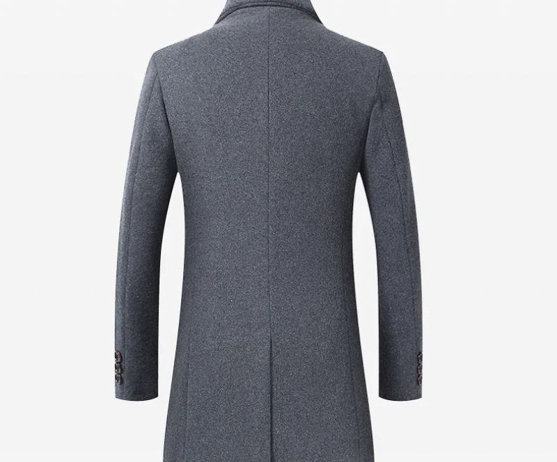 Automne Hiver Boutique Laine Solide Hommes Décontracté Affaires Manteau En Veste Épaissie Et Chaude Trench Manteaux - Kaki