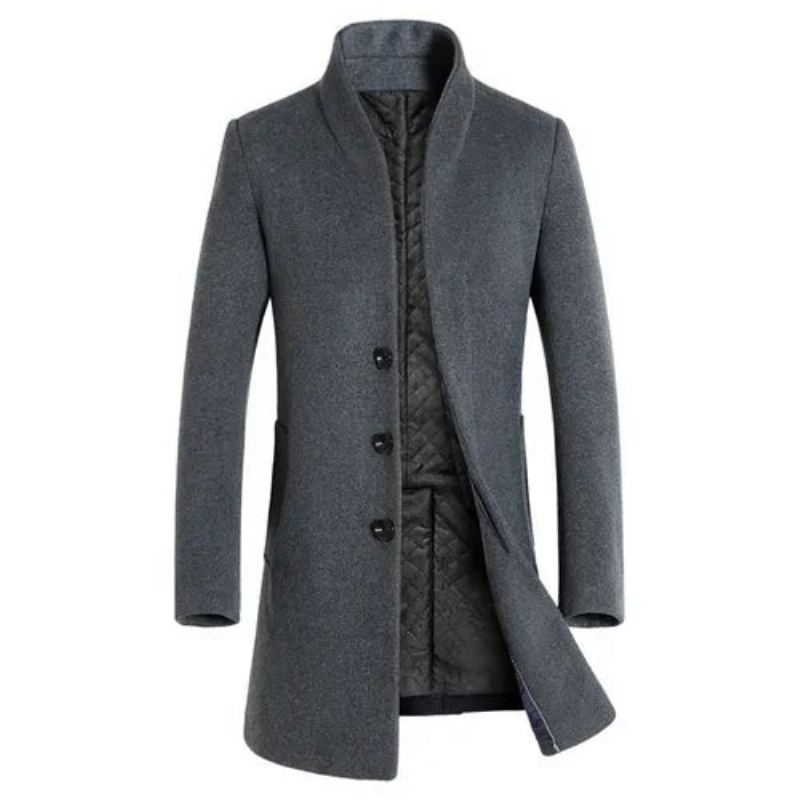 Automne Hiver Marque Hommes Mélanges De Laine Manteaux Pardessus De Luxe Affaires Décontracté Manteau De - Bleu Marine