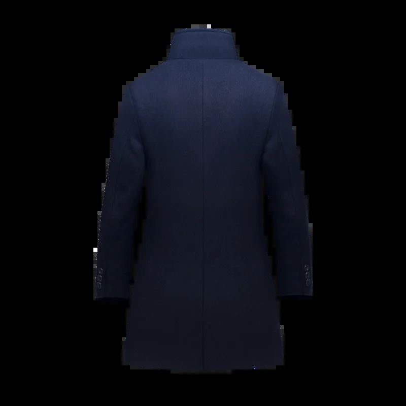 Beau Manteau En Feutre De Laine Décontracté Pour Hommes Trench-coat Mi-long À Revers Slim Jeunes D'âge Moyen - Gris