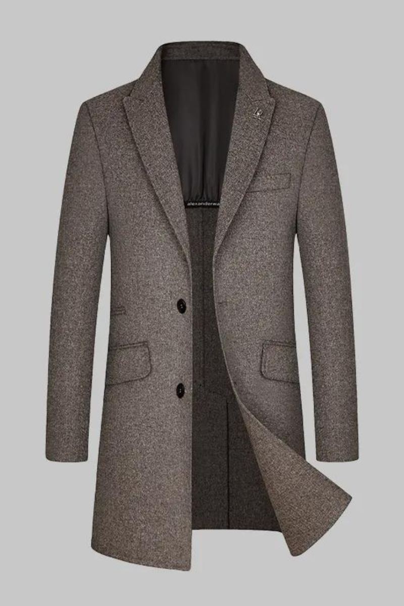 Beau Manteau D'hiver En Laine Double Face Fait À La Main Pour Hommes Longueur Moyenne Col De Costume En