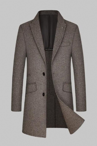 Beau Manteau D'hiver En Laine Double Face Fait À La Main Pour Hommes Longueur Moyenne Col De Costume En