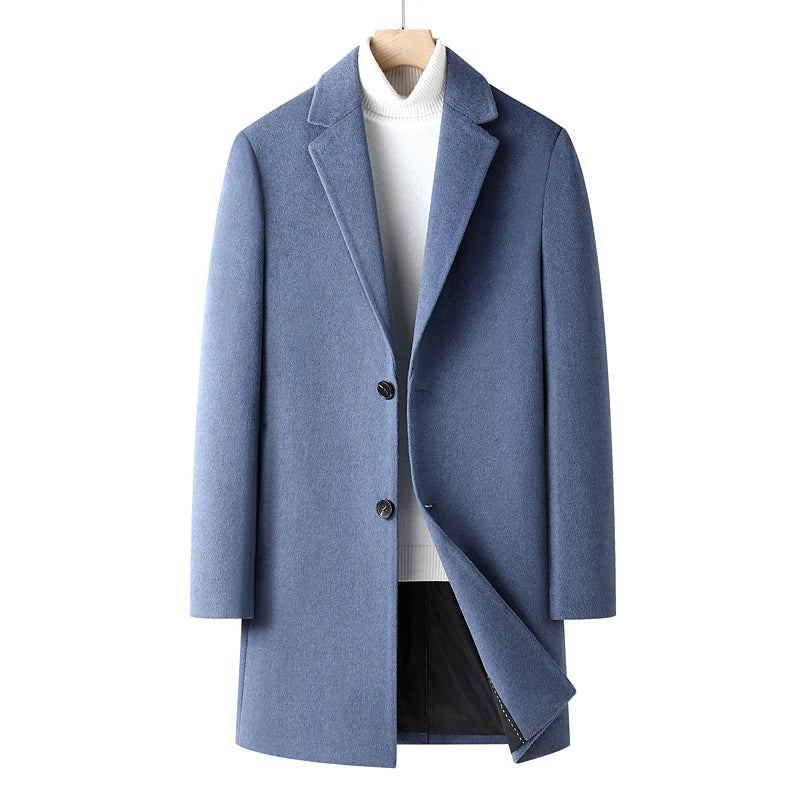 Beau Manteau En Laine Tendance Hommes Automne Et Hiver Cachemire Épaissi Chaud Épais - Gris