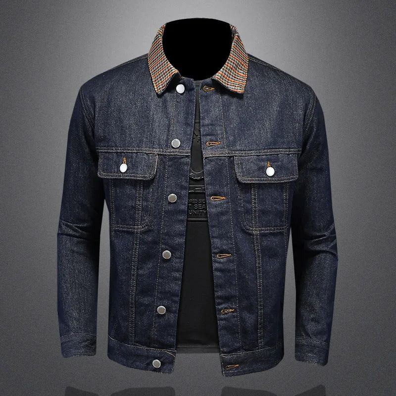 Belle Tendance Tout Avec Boutique Simple Déchiré Manteau En Jean Pour Hommes Quatre Saisons - Bleu Délavé