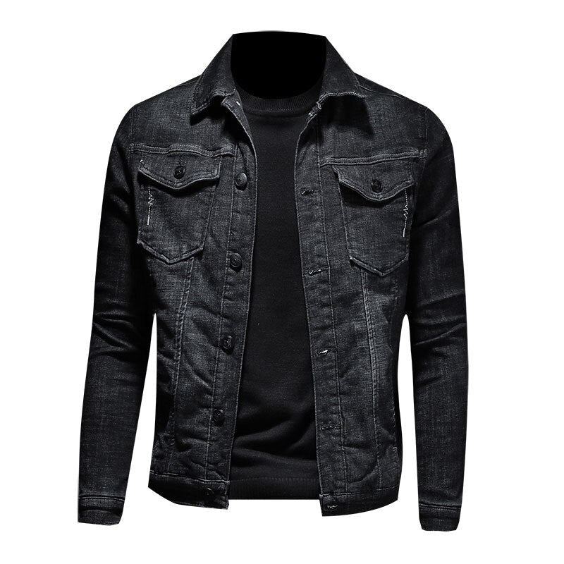 Bomber Chaud Pilote Noir Hiver Veste En Jean Hommes Manteau Moto Vêtements De Sport - Noir