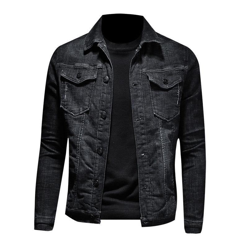 Bomber Chaud Pilote Noir Hiver Veste En Jean Hommes Manteau Moto Vêtements De Sport Pardessus D'extérieur - Noir