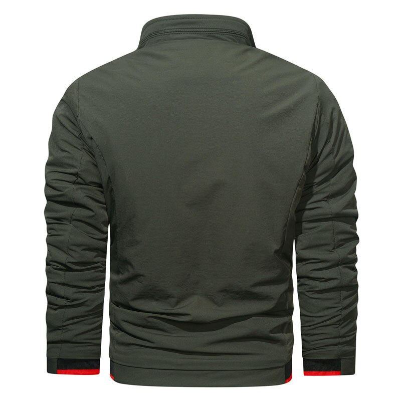 Bomber Veste Hommes Coupe-vent Décontracté Vestes Printemps Vêtements D'extérieur Automne Stand Slim Fit Manteau Militaire - Vert