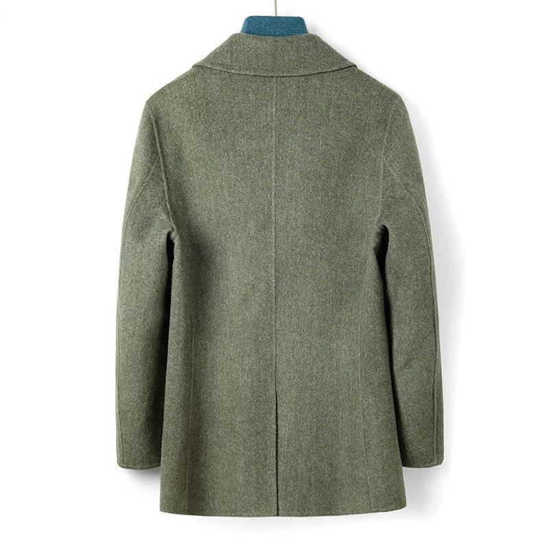 Costume Double Face En Laine Pour Hommes Manteau Décontracté Pardessus À Boutonnage - Vert Armée