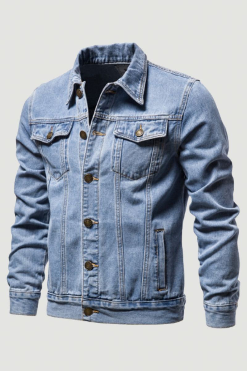 Demin Veste Mince Hommes Streetwear Manteaux Col Mandarin Hauts Mâle Jean Maigre Vêtements D'extérieur Grande Taille S-5xl