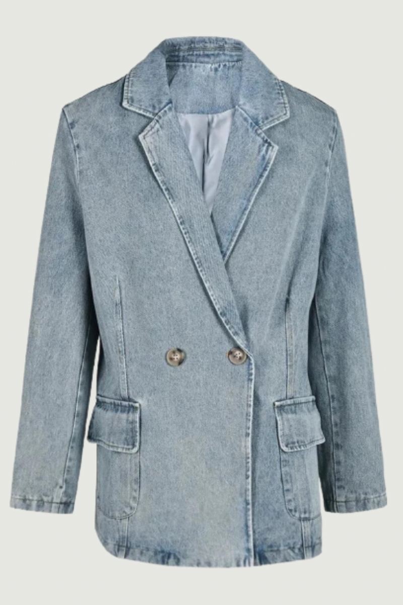 Denim Vintage Veste Lâche Revers À Manches Longues Femmes Manteau Marée Printemps Automne