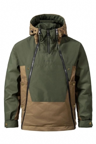 Doudoune Hommes Hiver Couleur Bloc Patchwork Manteaux Mâle Cargo Vers Le Bas Manteau Camping Vestes