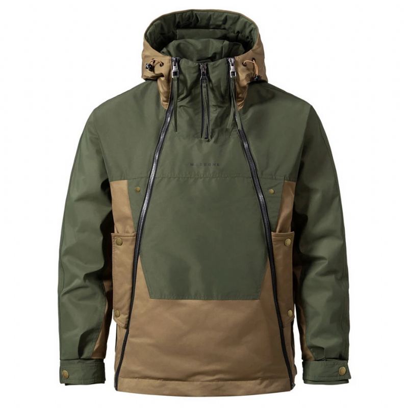 Doudoune Hommes Hiver Couleur Bloc Patchwork Manteaux Mâle Cargo Vers Le Bas Manteau Camping Vestes - Vert