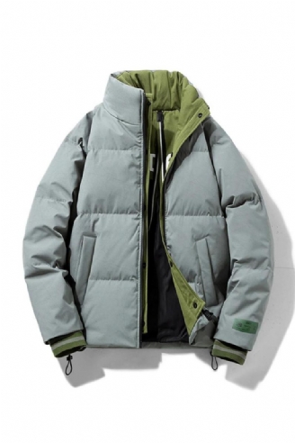 Doudoune Hommes Hiver Couleur Unie Manteaux Mâle Col Montant Vers Le Bas Manteau Camping Vestes Noir