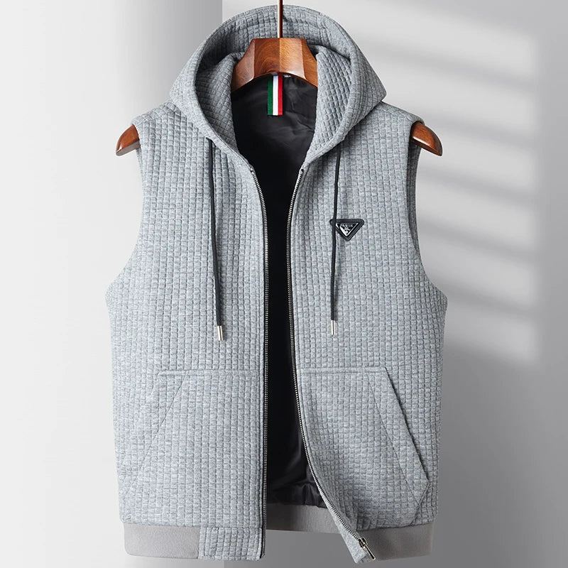 Gilet À Capuche Tendance Pour Hommes Version De La Sans Manches À Décontracté - Blanc