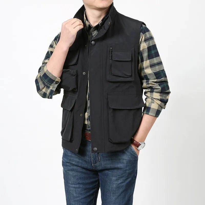 Gilet D'été Et De Printemps Pour Hommes Vêtements Militaires Tactiques Veste Sans Manches Vestes Multi-poches - Noir