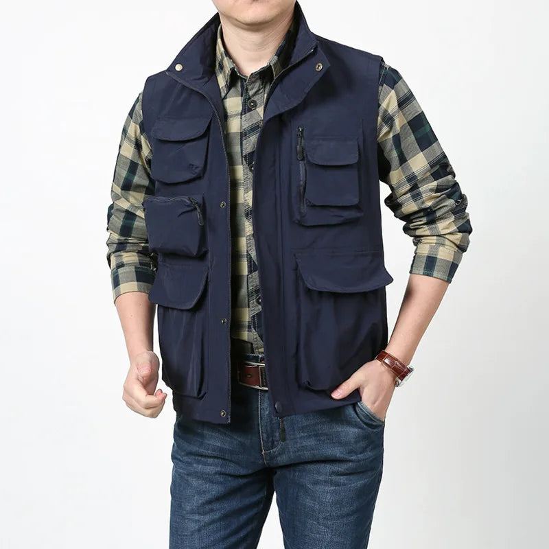 Gilet D'été Et De Printemps Pour Hommes Vêtements Militaires Tactiques Veste Sans Manches Vestes Multi-poches - Noir