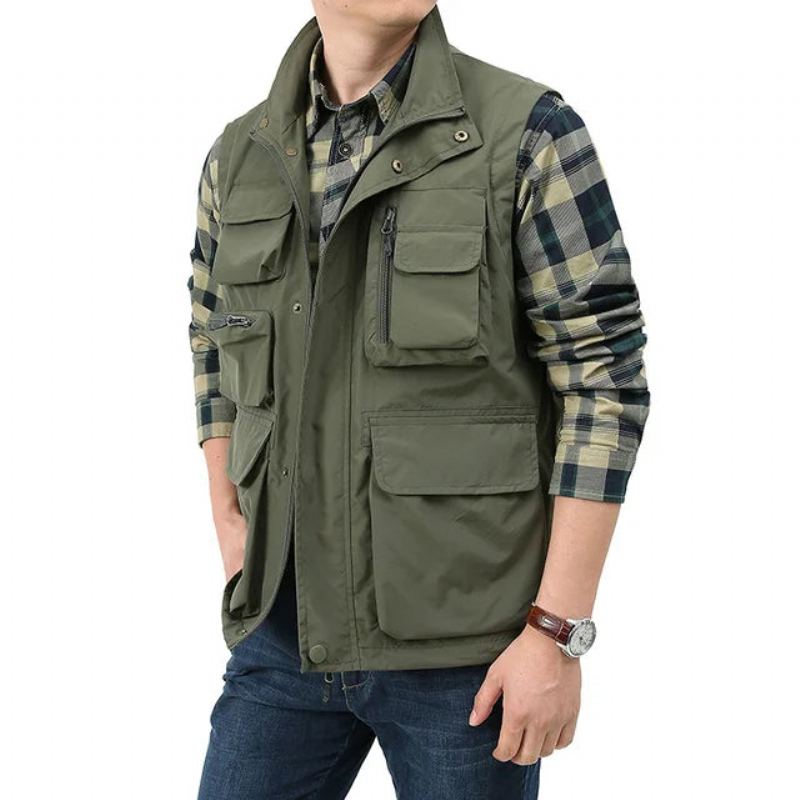 Gilet D'été Et De Printemps Pour Hommes Vêtements Militaires Tactiques Veste Sans Manches Vestes Multi-poches - Noir