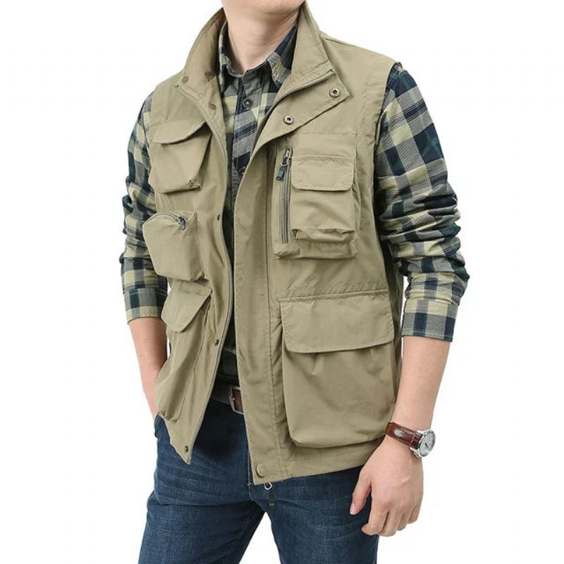 Gilet D'été Et De Printemps Pour Hommes Vêtements Militaires Tactiques Veste Sans Manches Vestes Multi-poches - Noir