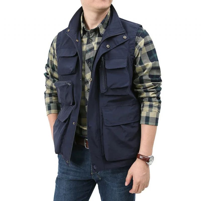 Gilet D'été Et De Printemps Pour Hommes Vêtements Militaires Tactiques Veste Sans Manches Vestes Multi-poches - Noir