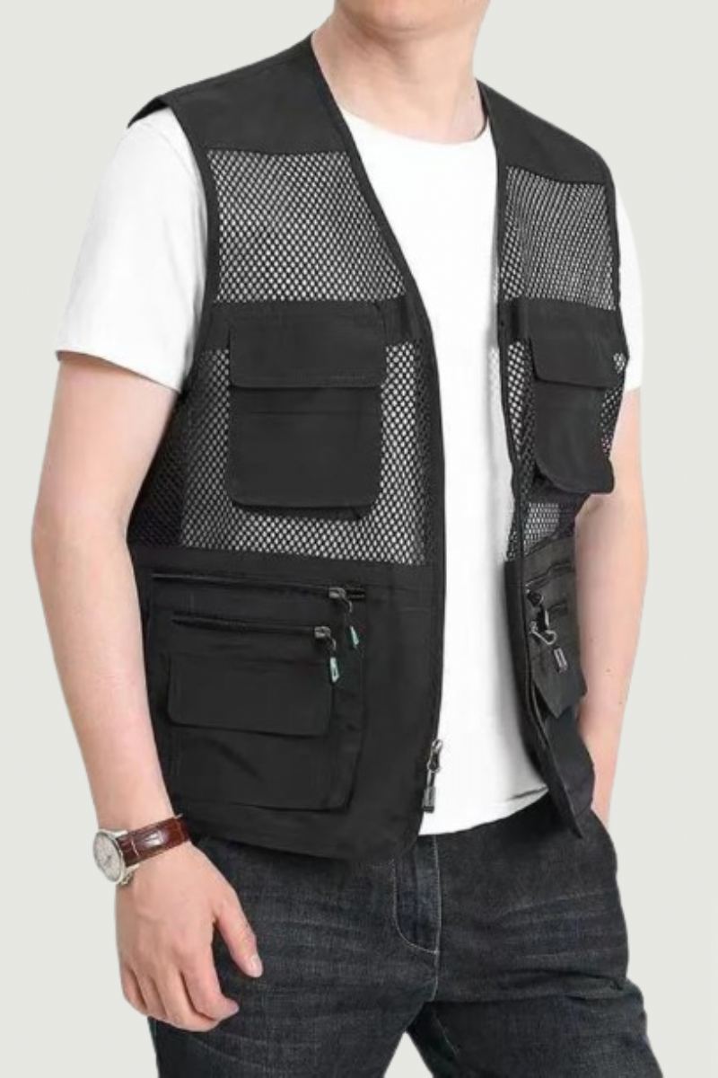 Gilet D'été En Maille Fine Vestes D'extérieur Sans Manches Vêtements De Travail Tactiques Décontractés Gilets De Camping