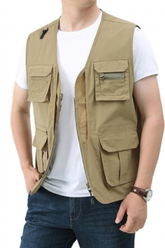 Gilets Classiques D'été Pour Hommes Gilet En Maille Multi-poches Respirant Vestes Sans Manches