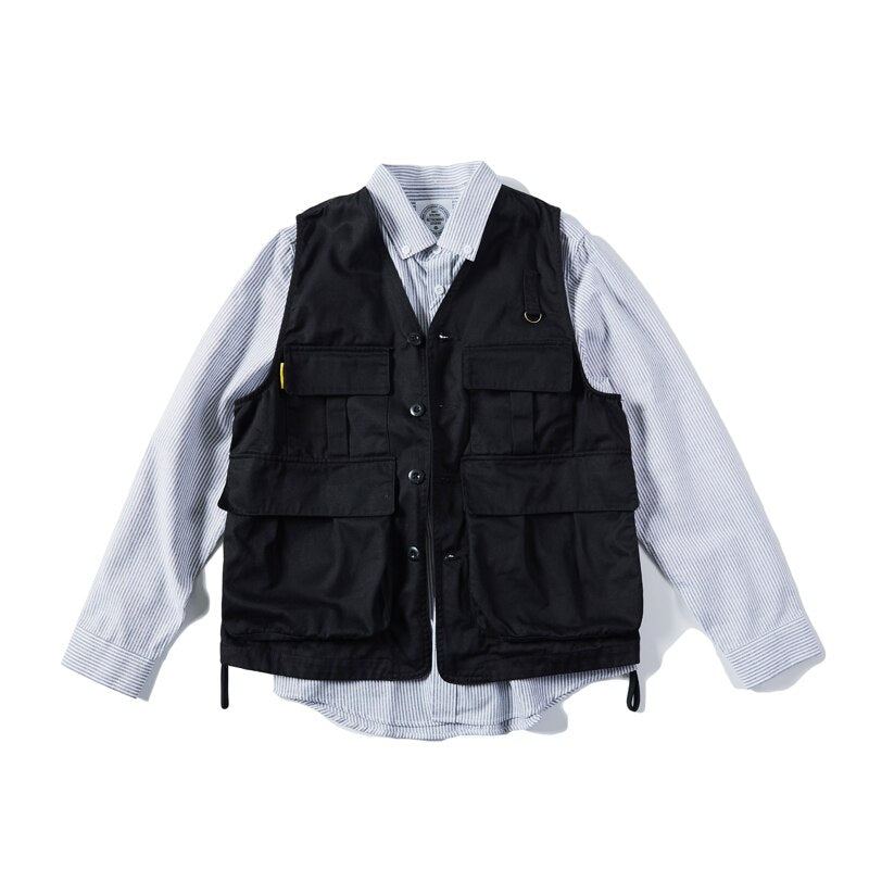 Gilets Pour Hommes Multi-poches Tourisme Gilet Pêche Journaliste Veste Sans Manches Jeunesse Loisirs Manteau - Noir