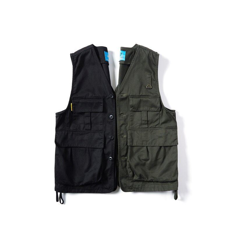 Gilets Pour Hommes Multi-poches Tourisme Gilet Pêche Journaliste Veste Sans Manches Jeunesse Loisirs Manteau - Noir