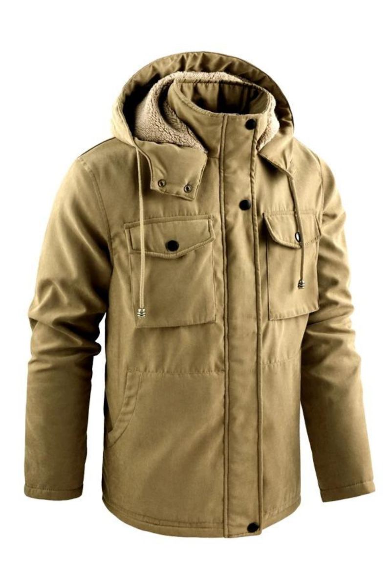 Hiver Hommes Épais Chaud Polaire Parka Veste À Capuche Coupe-vent Manteau Homme