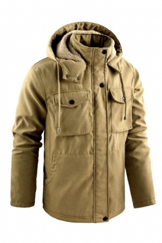 Hiver Hommes Épais Chaud Polaire Parka Veste À Capuche Coupe-vent Manteau Homme