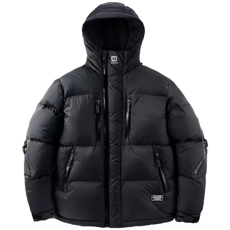 Hiver Hommes Fonctionnel Doudoune À Capuche Tactique Blanc Canard Chaud Vêtements Épais Manteau Hip Hop Streetwear - Noir